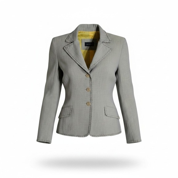 Piazza Sempione Jackets & Blazers - Piazza Sempione Gray Wool Blend Whipstitch Trim Blazer IT 40 Made in Italy